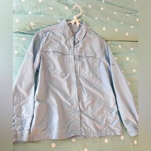 Women's L.L. BEAN Tropicwear Long Sleeve Shirt ID#293298 BLUE | Size‎ SMALL REG